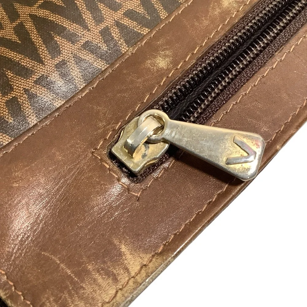 Mario Valentino Vintage Brown V-Pattern Clutch